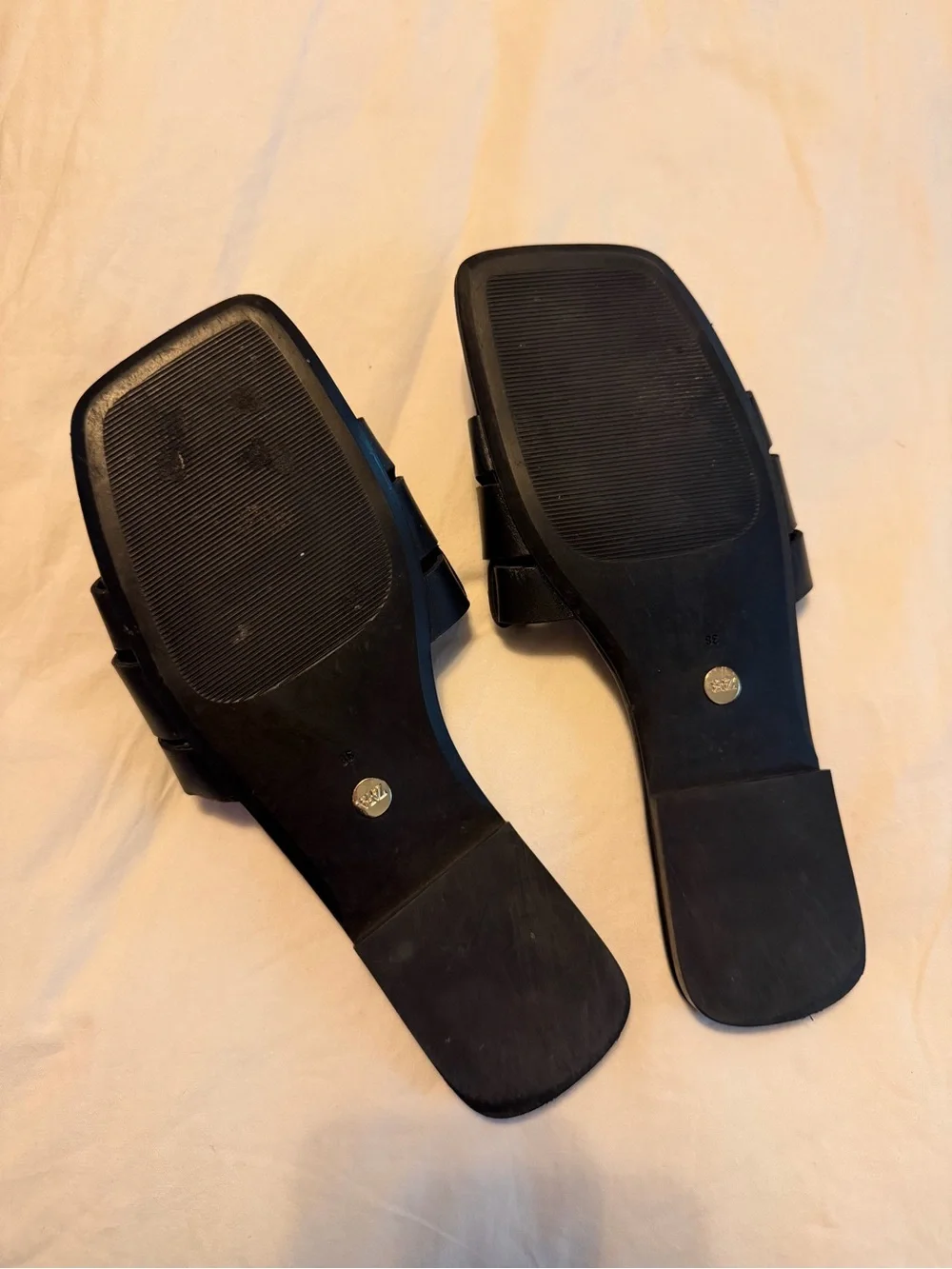 Zara Black Woven Slide Sandals Size 38 - Picture 5 of 5